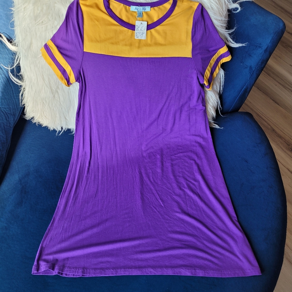Purple and Gold Tshirt Dress